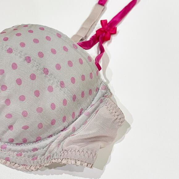 NEW Mimi Holliday 36C Silk Chiffon Balcony Bra Lingerie Polka Dot Damaris Bows - Picture 7 of 12